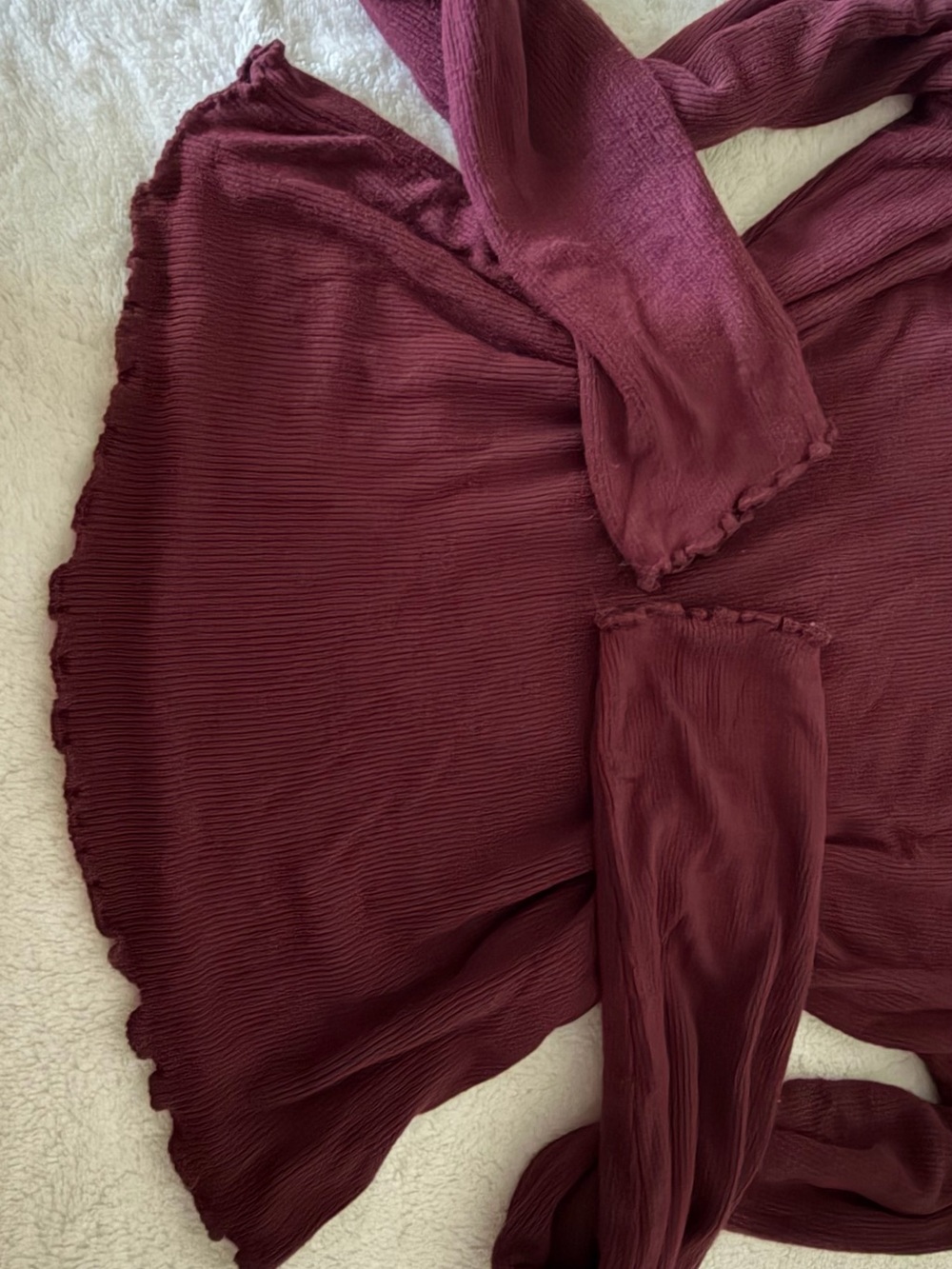 Garage Women's Burgundy Ribbed Long-Sleeve Sleep Top